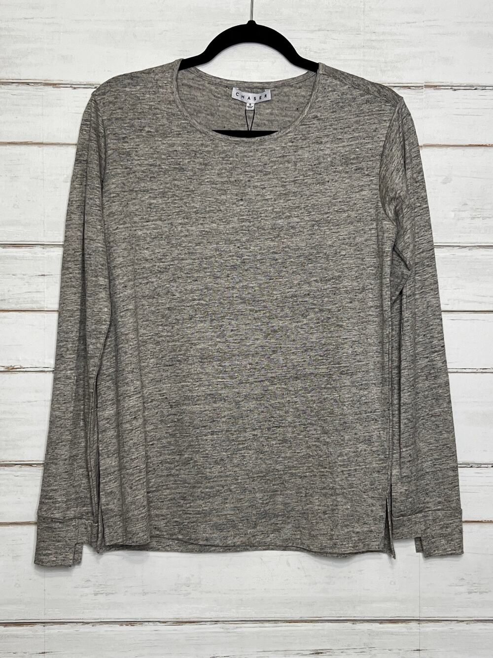Chaser Ava Long Sleeve Gray Heather Lightweight Knit Top Women’s Small